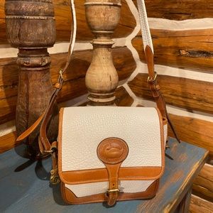 Vintage White Tan Dooney & Bourke AWL USA Handbag